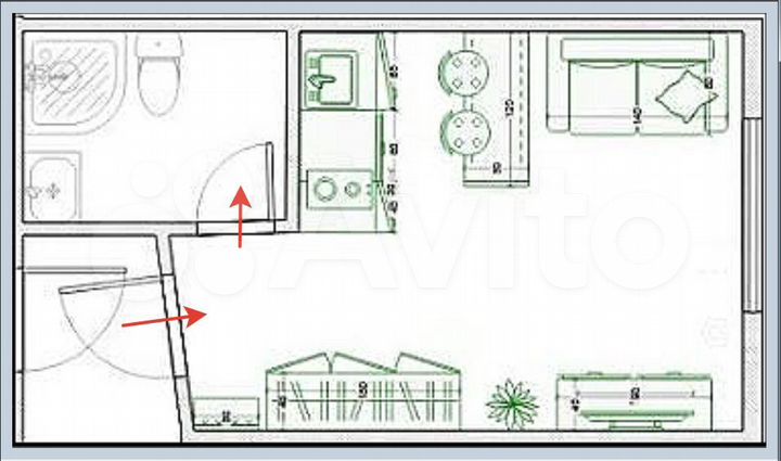 Квартира-студия, 14,2 м², 1/5 эт.