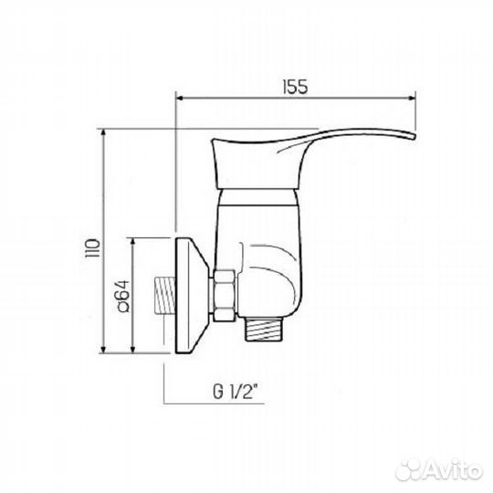 Смеситель для душевой кабины рмс SL86-003, однорычажный