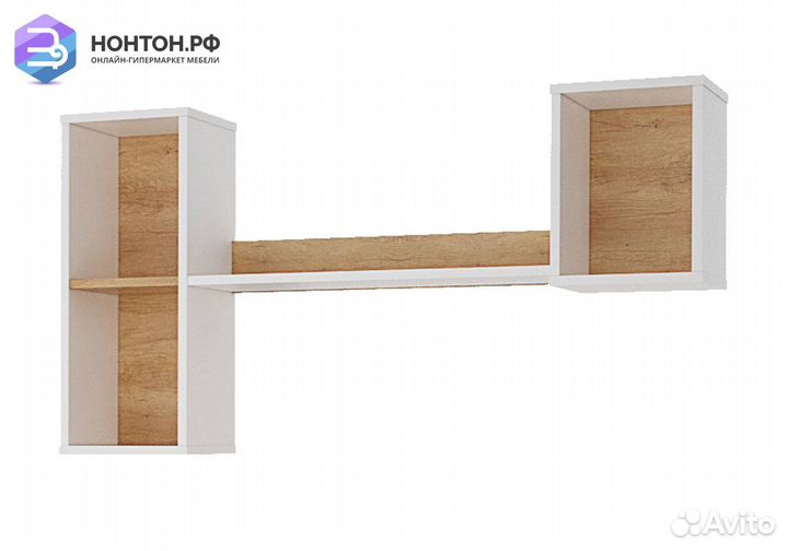 Полка навесная Сити бело-серый / дуб небраска