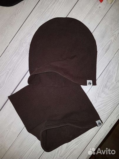 Шапочка и снуд коричневые 3-5 лет (48-52см)