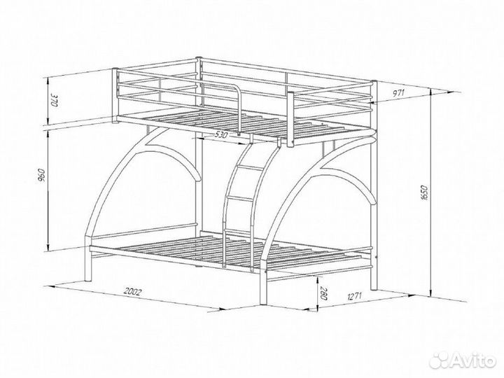 Кровать металлическая двухярусная
