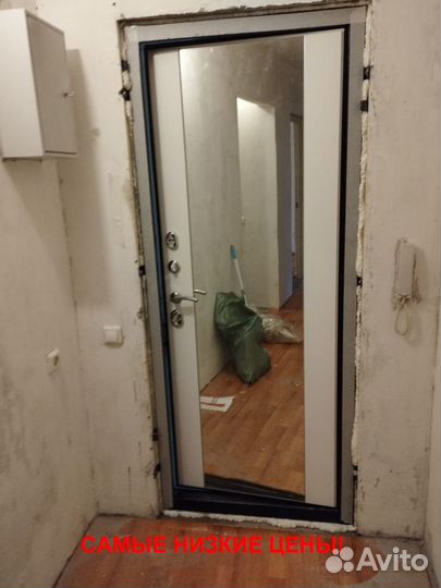 Толстая дверь входная с зеркалом с бесплатной уста