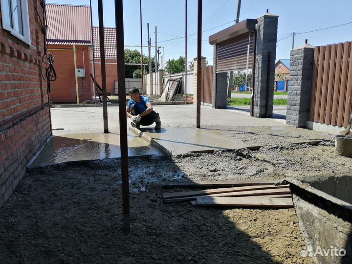 Бетонные работы отмостка стяжки фундамент