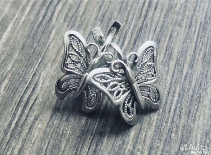 Комплект бабочки. Серьги и кольцо серебряные