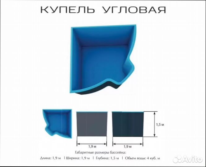 Композитный бассейн Купель угловая ecoline