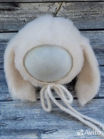 Шапка зайца для фотосессии новорожденных