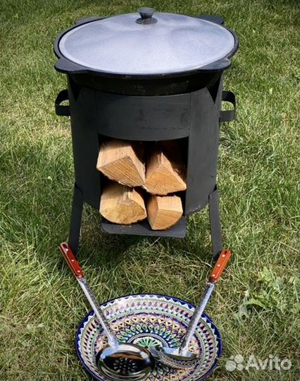 Казан чугунный с печкой 12 литров + шумовка