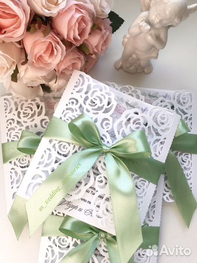 Пригласительные на свадьбу «Ажурная роза»