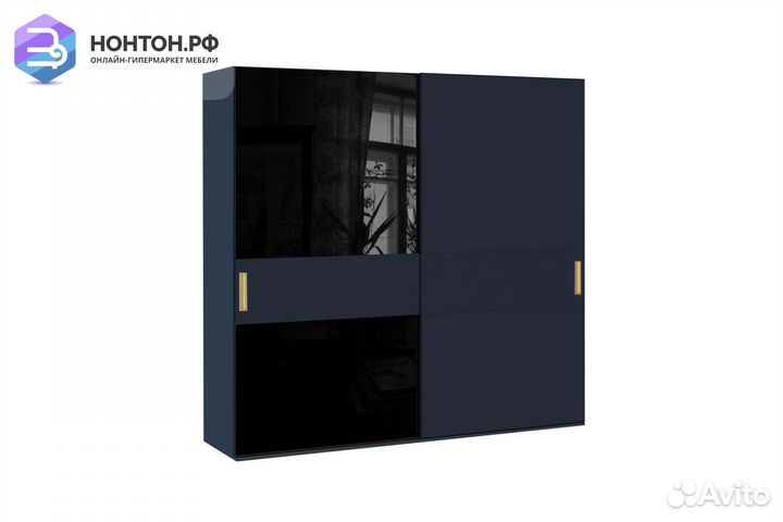 Шкаф-купе Омри 2.5м морской синий / матовый темно