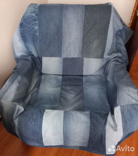 Джинсовое покрывало 2шт ручная работа