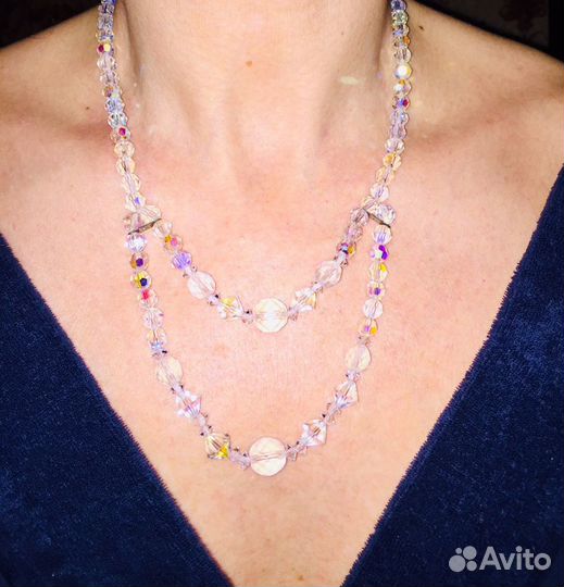 Винтажное колье, кристаллы Aurora Borealis Чехия