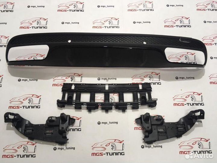 Диффузор C-class w205 C63 AMG черный глянец