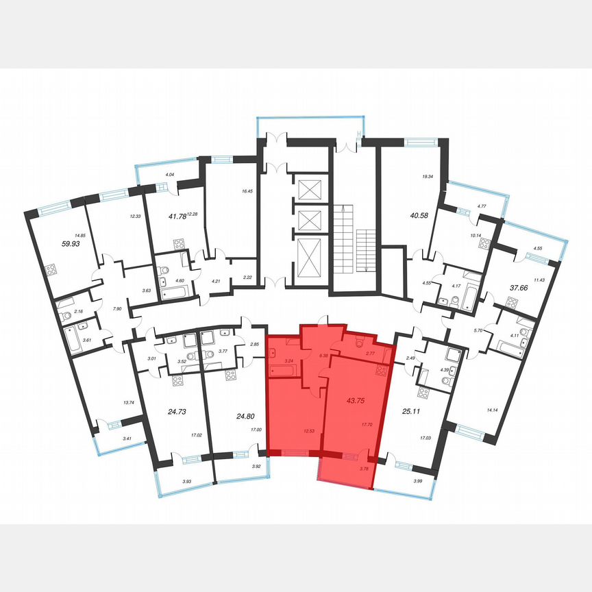 1-к. квартира, 46,4 м², 3/22 эт.
