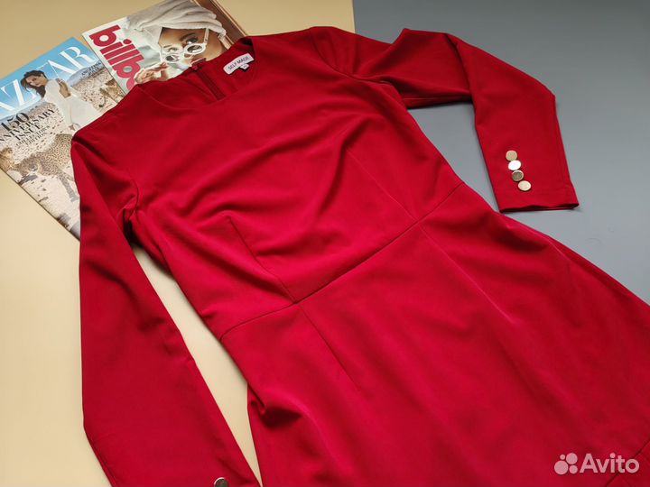 Платье нарядное красное self made 46