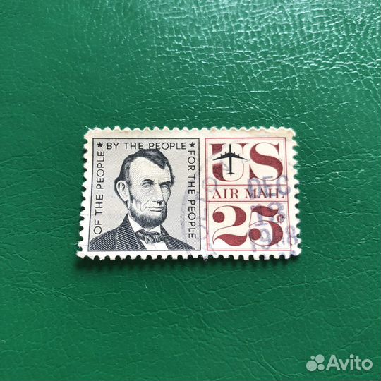 Марка USA Авраам Линкольн - Авиапочта, 25 центов