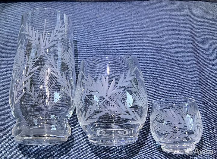 Набор стаканов, рюмок гусь хрустальный