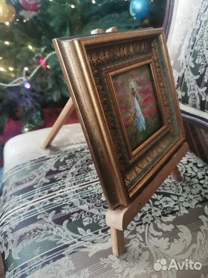 Картинакартина маслом в рамке Девушка и цветы