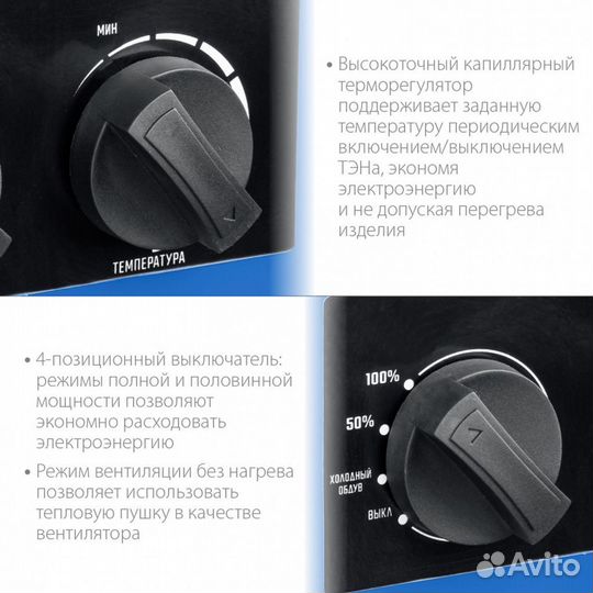 Электрическая тепловая пушка зубр 9 кВт, тп-П9