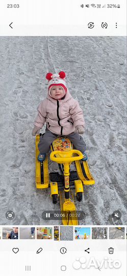 Снегокат детский (лыжни+колеса+ручка для родителя)