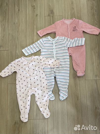 Слипы (пижамы) велюровые 68-74 La Redoute 3 шт