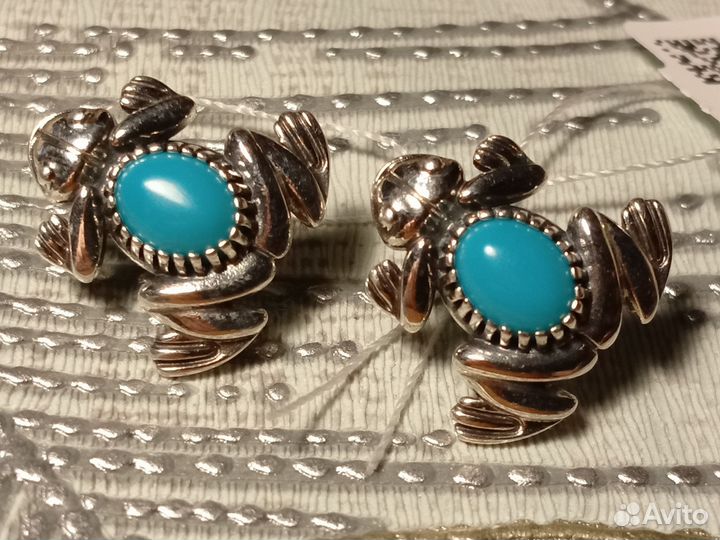 Бирюза натуральная /серебряные серьги