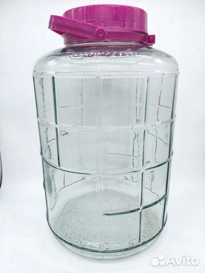 Банка стеклянная с крышкой и ручкой, 20л