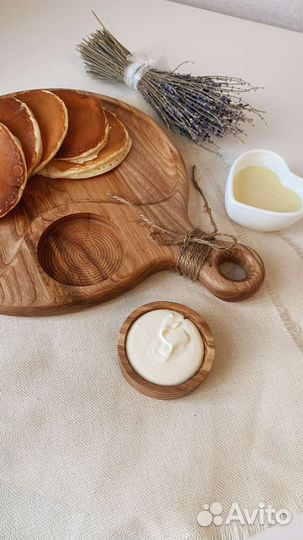 Разделочная доска круглая с соусницей