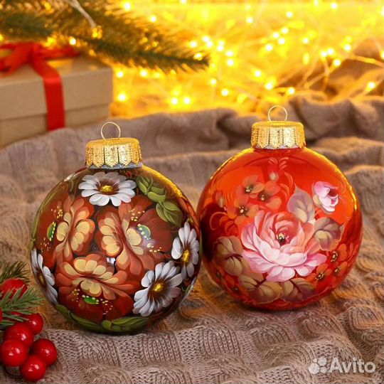 Набор из 4-х ёлочных шаров 100 мм 'Неповторимый бу