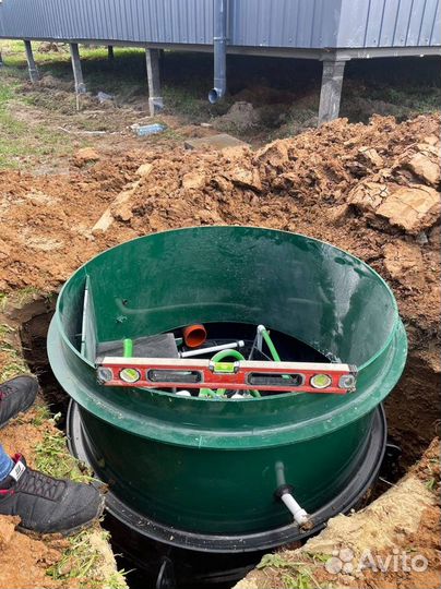 Копка колодца. Установка септика