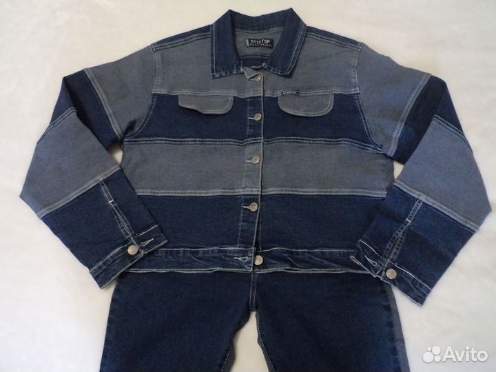 Джинсовый костюм, куртка y2k ретро 46-48-50 размер