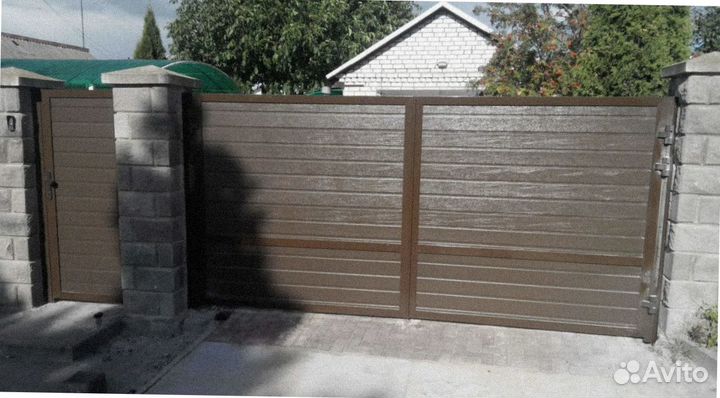 Распашные ворота в алюминиевой раме Дорхан