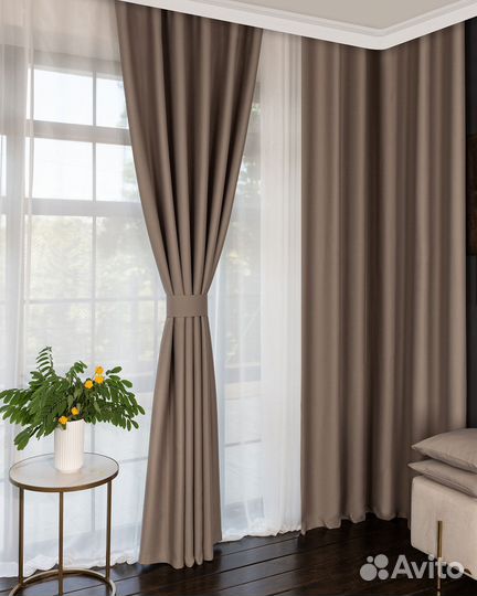 Портьеры блэкаут Марсель Крем шторы