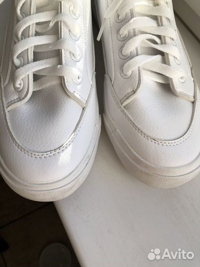 Кеды белые в идеале, кроссовки, иск кожа на 24 см