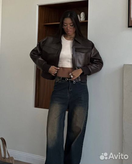 Бомбер кожзам женские размер 42 /44/46/48