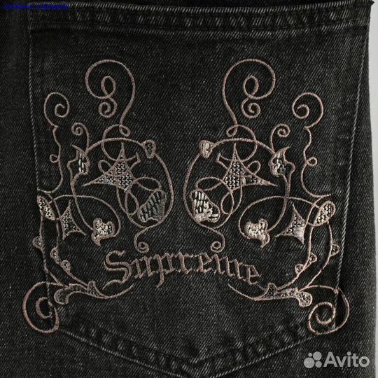 Джинсы Supreme x Coogi чёрные (Арт.43510)