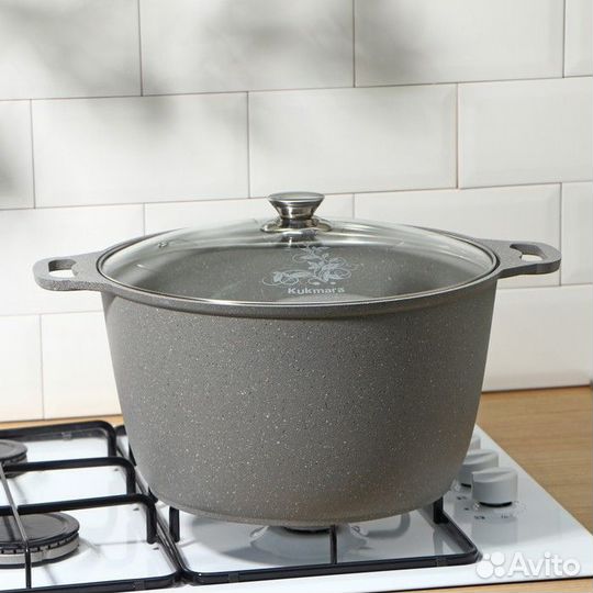 Кастрюля, 10 л, стеклянная крышка, антипригарное п