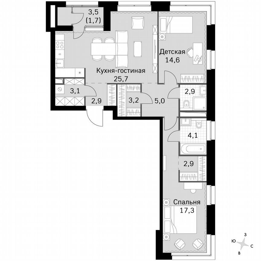 2-к. квартира, 83,6 м², 18/18 эт.