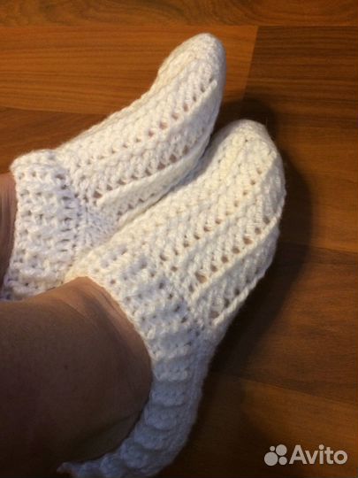 Вязанные тапочки-следки, пинетки