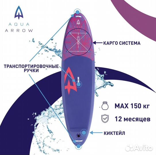 Sup доска Aqua Arrow 10.8 ART Purple Leaf