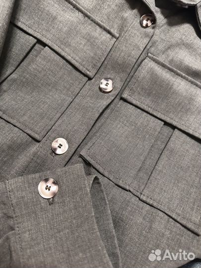 Рубашка женская хаки удлиненная