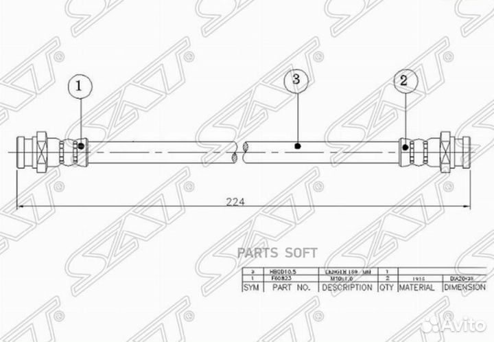 SAT ST-MR129772 Шланг тормозной передний (Таиланд) MMC L200/montero/pajero 82-01 L220 lhrh промежут