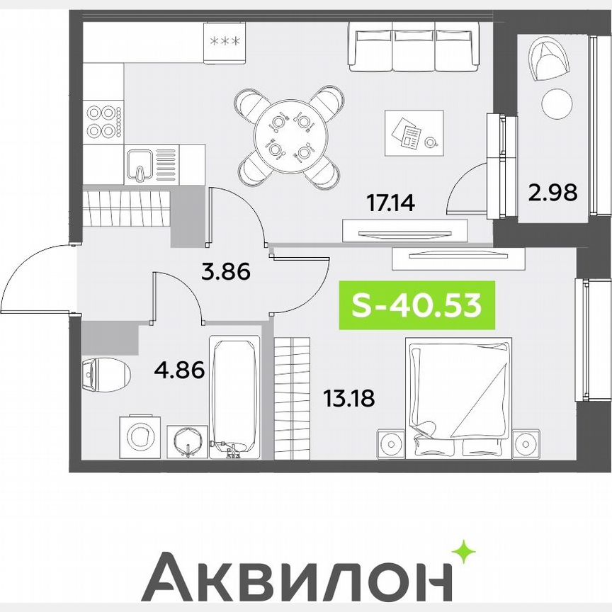 1-к. квартира, 40,5 м², 12/12 эт.