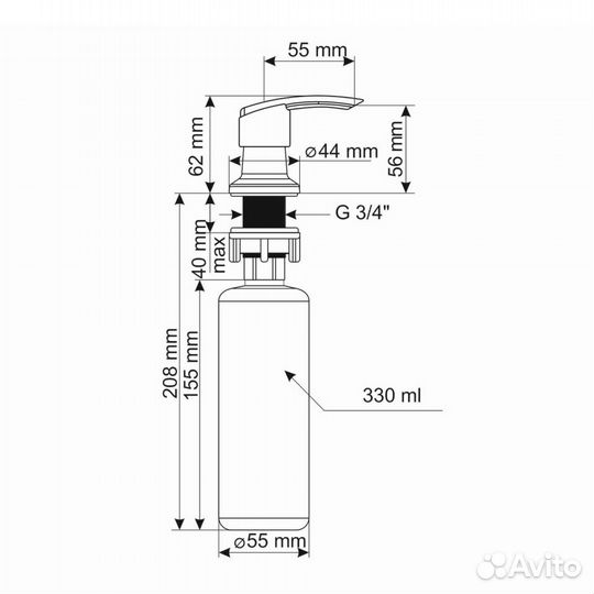 Дозатор для моющего средства Ulgran Quartz UQ-02