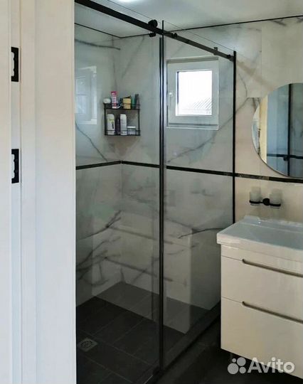 Перегородки из стекла в ванную с дизайном