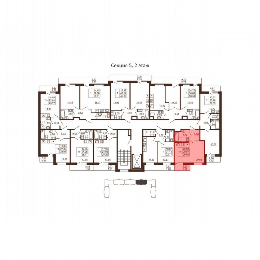 Квартира-студия, 29,9 м², 6/6 эт.