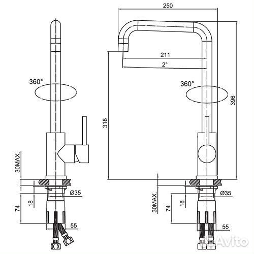 Смеситель для кухни iddis Kitchen, сталь, K05STL0i05