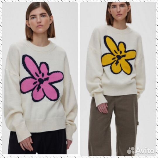 Aimclo джемпер свитер розовый желтый цветок