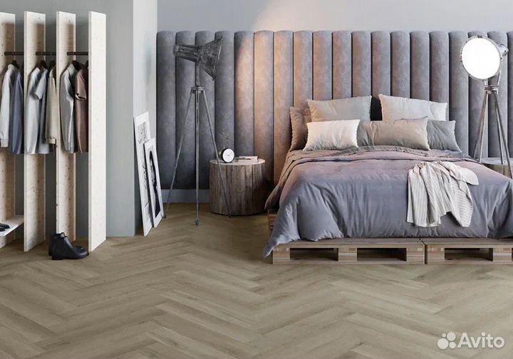 Invictus Maximus Herringbone River Oak Silt Бежевый