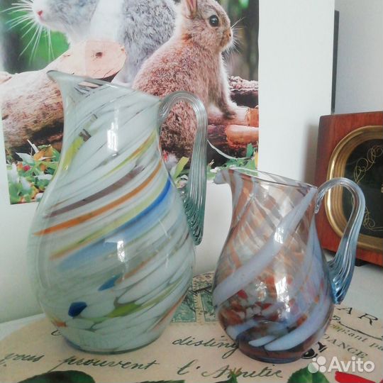 Кувшин цветное стекло СССР