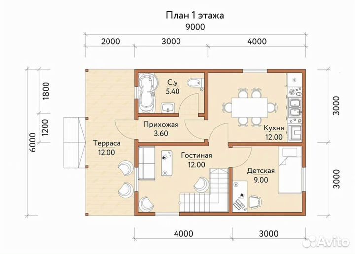 Каркасный дом бытовка 9х6м утеплённо